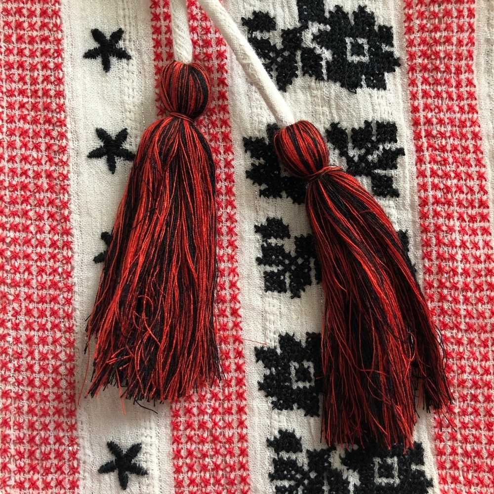 Topshop NWOT Boho Embroidered Dress with Tassels L - Picture 15 of 16